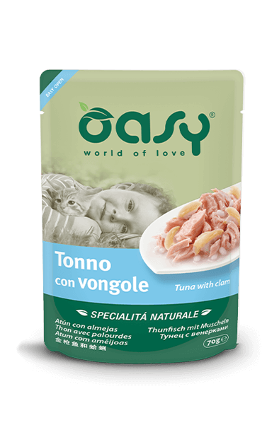 Oasy Gatto Specialità Naturale Tonno con Vongole 70g Busta Oasy Gatto Specialità Naturale Tonno con Vongole 70g Busta